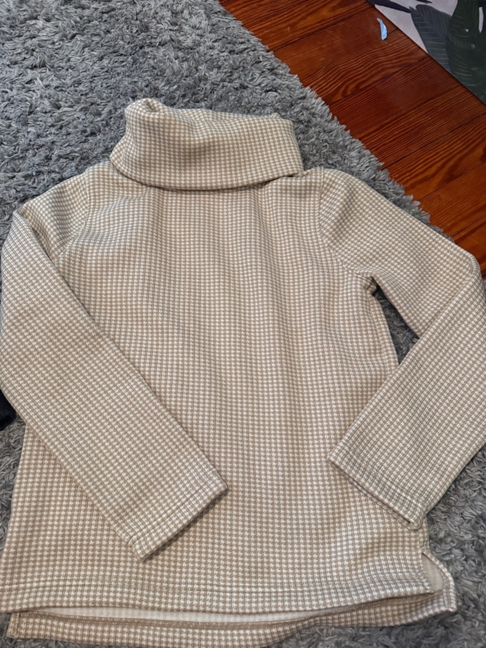 J. Crew Beige Houndstooth Turtleneck Sweater